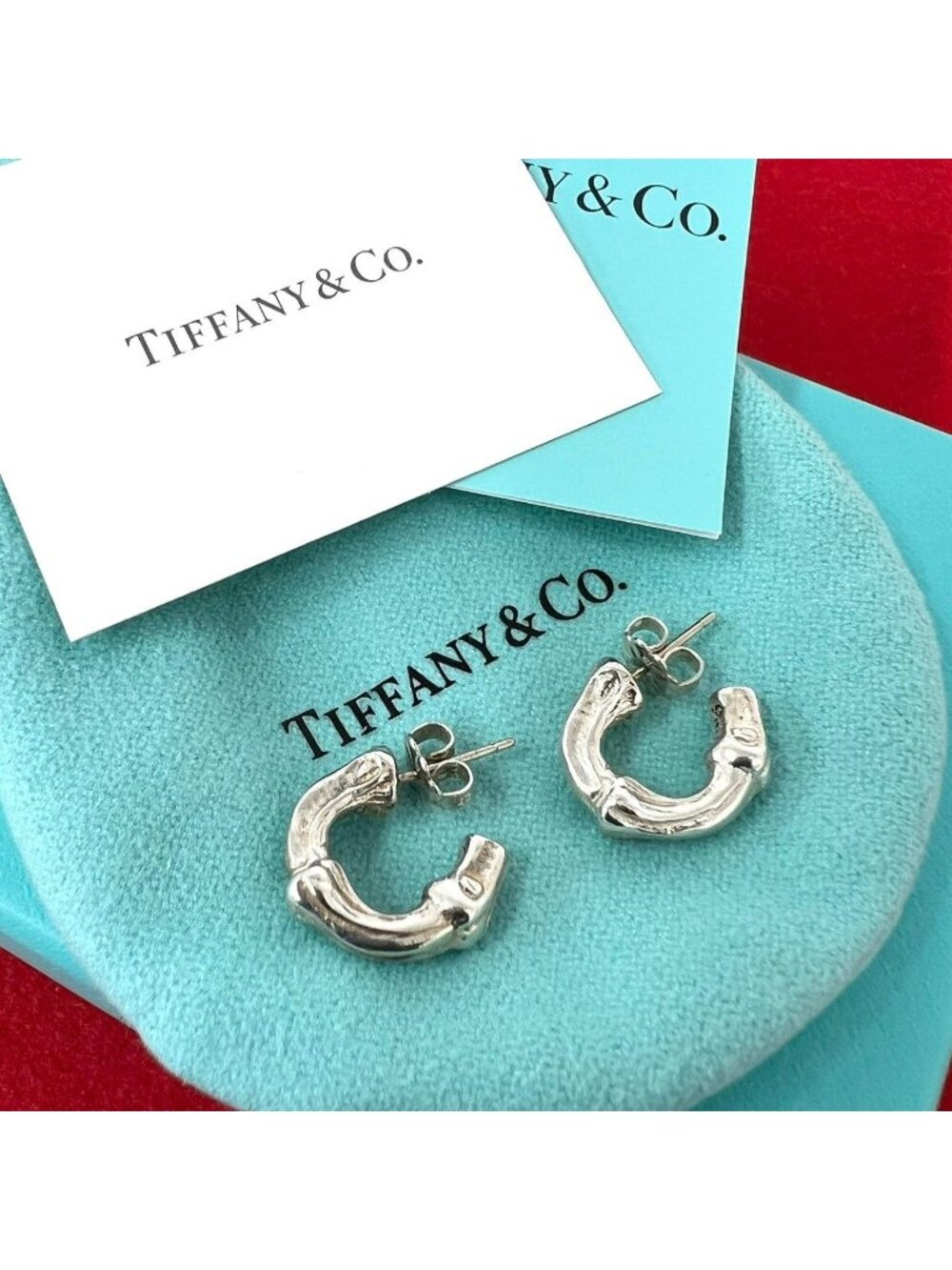 Tiffany & Co Vintage Bamboo Earrings 925 Sterling Silver